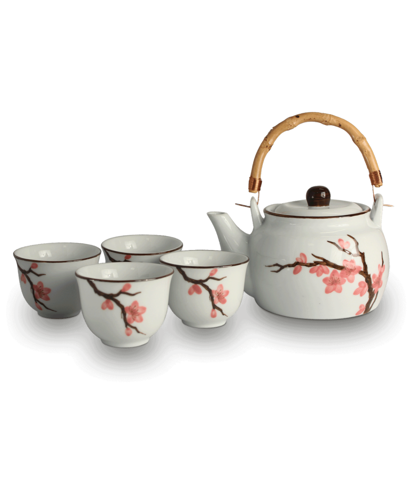 Teiera giapponese floreale con tazze - SET - Arte del Te